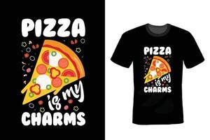conception de t-shirt pizza, typographie, vintage vecteur
