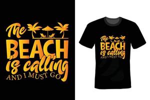 conception de t-shirt de plage, typographie, vintage vecteur