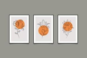 composition d'art en ligne de fleurs modernes abstraites pour la collection d'affiches vecteur