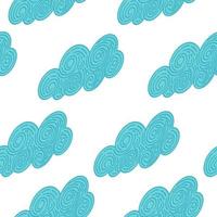 arrière-plan abstrait harmonieux avec nuages bleus bouclés doodle isométrique sur fond blanc. motif géométrique infini. vecteur