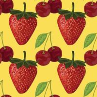 main colorée fraîche dessiner des fruits motif de fond sans couture vecteur