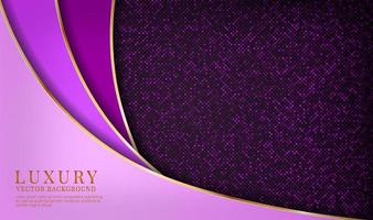 Fond abstrait de luxe violet 3d chevauchant des couches sur un espace sombre avec une décoration à effet de courbe dorée. concept de style futur d'élément de conception graphique pour flyer, carte, couverture de brochure ou page de destination vecteur