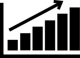 l'icône est un graphique de la dynamique de croissance, une silhouette noire. augmentation des revenus. mis en évidence sur un fond blanc. vecteur