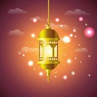 lampe de ramadan kareem doré suspendu vecteur