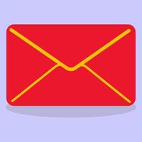 signe de message plat. une enveloppe rouge. le symbole de la réception des informations par courrier. vecteur
