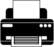 icône d'imprimante de bureau ou domestique, silhouette noire. mis en évidence sur un fond blanc. illustration vectorielle vecteur