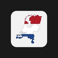 Pays-Bas carte silhouette avec drapeau sur fond blanc vecteur