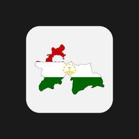 Tadjikistan map silhouette avec drapeau sur fond blanc vecteur