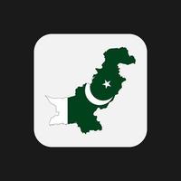 Carte du Pakistan silhouette avec drapeau sur fond blanc vecteur