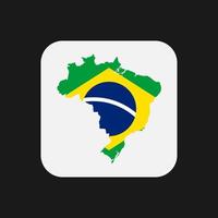 Brésil carte silhouette avec drapeau sur fond blanc