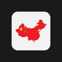 Chine carte silhouette avec drapeau sur fond blanc vecteur