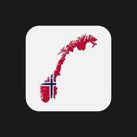 Norvège carte silhouette avec drapeau sur fond blanc vecteur