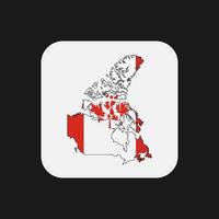 Carte du Canada silhouette avec drapeau sur fond blanc vecteur