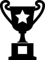 insigne de coupe, trophée, symbole de victoire, silhouette noire. première place. mis en évidence sur un fond blanc. vecteur