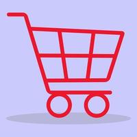 illustration vectorielle de l'icône du panier d'achat. icône de la corbeille rouge. icône vectorielle d'un chariot d'épicerie. vecteur