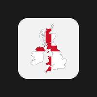 Royaume-uni carte silhouette avec drapeau sur fond blanc vecteur