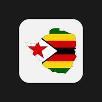 Carte du Zimbabwe silhouette avec drapeau sur fond blanc vecteur