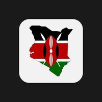 Kenya carte silhouette avec drapeau sur fond blanc vecteur