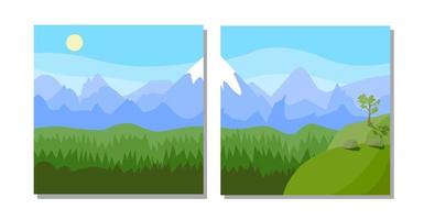 illustration plate vectorielle d'alpinisme et de voyage. paysage avec des sommets montagneux. concept de sports extrêmes, de vacances et de loisirs de plein air vecteur