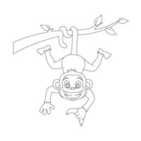 mignon petit singe aperçu coloriage pour enfants livre de coloriage animal dessin animé illustration vectorielle vecteur