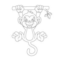 mignon petit singe aperçu coloriage pour enfants livre de coloriage animal dessin animé illustration vectorielle vecteur