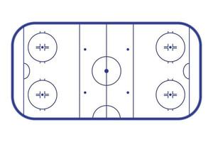 patinoire de hockey sur glace, vue de dessus. contour de terrain de hockey isolé sur fond blanc. illustration vectorielle. vecteur