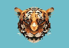 fond de motif de tête de tigre de pixel. vecteur