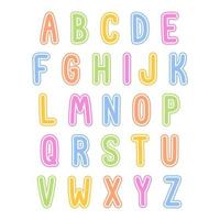 police et alphabet en gras colorés mignons vecteur