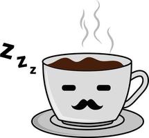 une tasse de café dormir jolie moustache vecteur