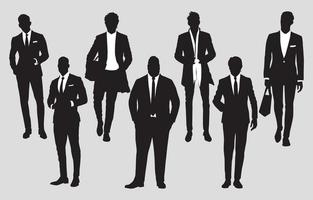 diverses silhouettes de mode hommes d'affaires vecteur