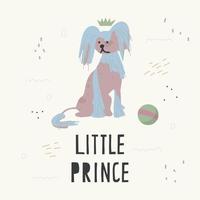 affiche avec un chien mignon et un texte manuscrit. imprimé pour l'impression sur vêtements pour enfants. vecteur