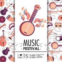 banjo et instruments au festival de musique vecteur