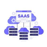 saas, hébergement et solutions cloud illustration vectorielle vecteur