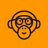 singe, singe avec icône de ligne de lunettes vecteur