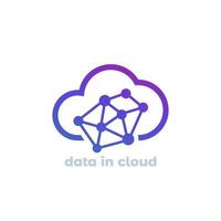 données dans l'icône de vecteur de nuage