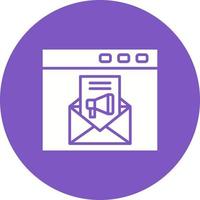 icône de fond de cercle de glyphe de marketing par e-mail vecteur