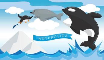 les chasseurs et le paysage de l'antarctique vecteur