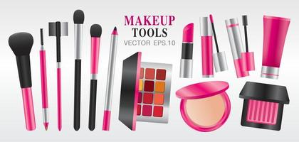 vecteur d'outils de maquillage de thème de couleur noir et rose.