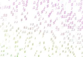 texture vectorielle rose clair, vert avec des notes de musique. vecteur