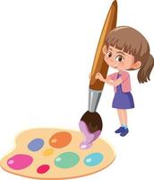 une fille avec une palette d'aquarelle vecteur