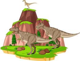 scène avec des dinosaures t-rex sur l'île