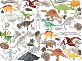 ensemble de différents animaux dinosaures préhistoriques vecteur