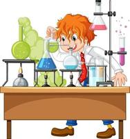scientifique faisant une expérience scientifique en laboratoire vecteur