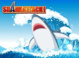 conception d'affiche d'attaque de requin avec un requin agressif vecteur