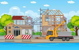 scène de dessin animé du chantier de construction vecteur