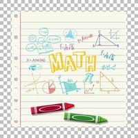 formule mathématique doodle avec police mathématique sur la page de l'ordinateur portable vecteur