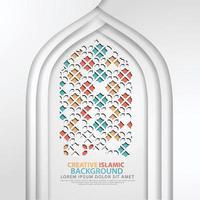 art islamique luxueux pour carte de voeux avec texture de mosquée de porte réaliste avec ornement de mosaïque. illustrateur de vecteur