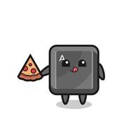 dessin animé mignon bouton clavier manger de la pizza vecteur