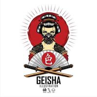 illustration de geisha format prêt eps 10 vecteur