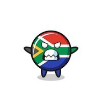 expression courroucée du personnage mascotte du drapeau sud-africain vecteur